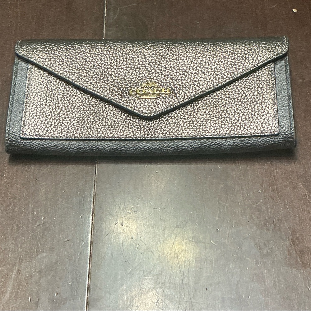 Coach Gun Metal Metallic and Black Women's Wallet - HARD TO FIND